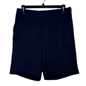 Topman Mens Navy Blue Textured Tailored Shorts Size 30 Elastic Back Side Tabs